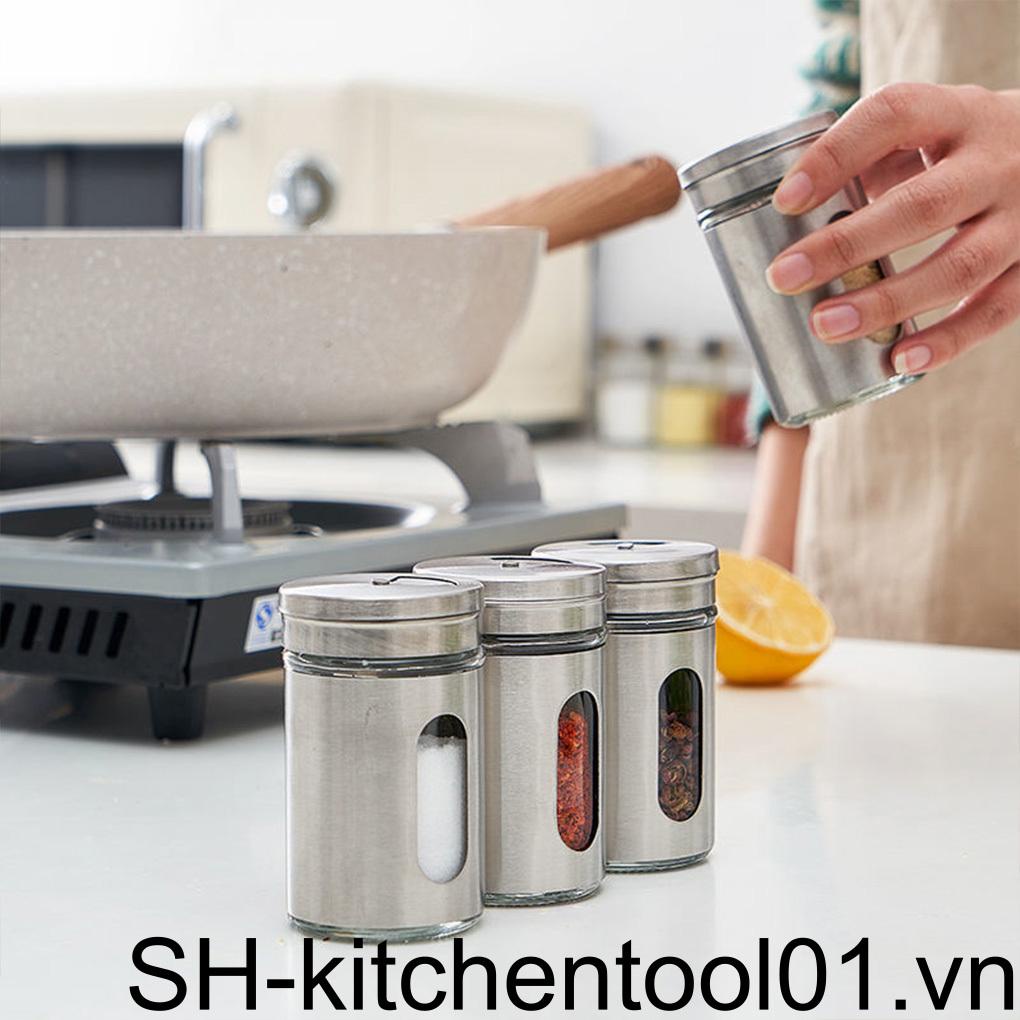 Giá Đỡ Lọ Gia Vị Bằng Thép Không Gỉ Có Thể Xoay Tiện Lợi Dành Cho Nhà Bếp