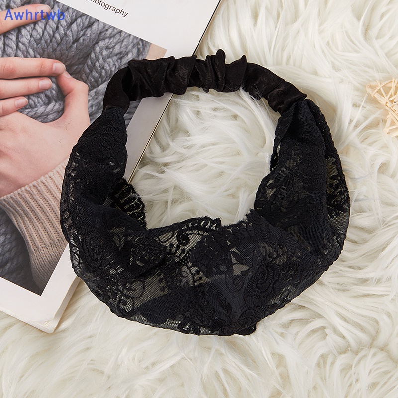 Băng Đô Cài Tóc Rửa Mặt Phối Ren Trắng Thêu Họa Tiết Đơn Giản Thoáng Khí Thời Trang Mới