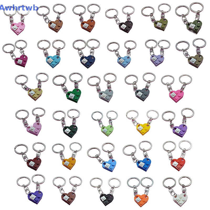 1 / 2 Cặp / 2 Móc Khóa Tình Bạn Hình Viên Gạch Trái Tim Dễ Thương Mới