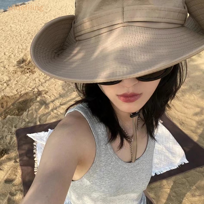 Mũ Cao Bồi Dây Rút Che Nắng Màu Đen Phong Cách Cao Bồi Phương Tây Cổ Điển Mùa Hè Cho Nam Và Nữ