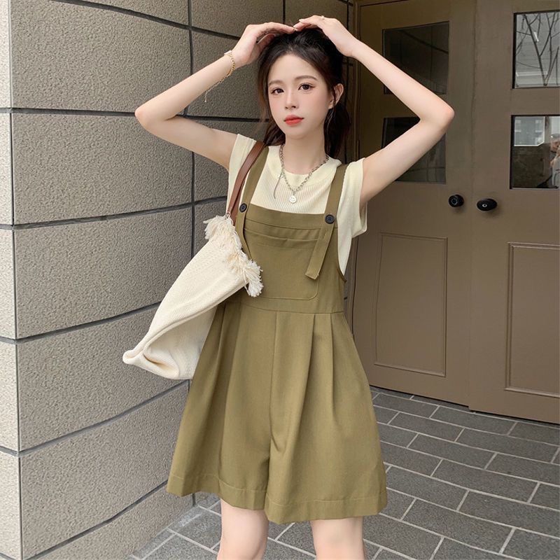 COZOK Bộ Áo Hai Dây + Quần baggy Eo Cao Màu Trơn Hợp Thời Trang