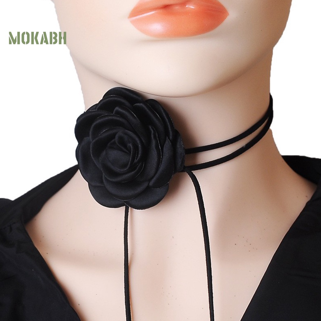 Vòng Cổ Choker Màu Trơn Họa Tiết Hoa Thanh Lịch Có Thể Điều Chỉnh Cho Nữ