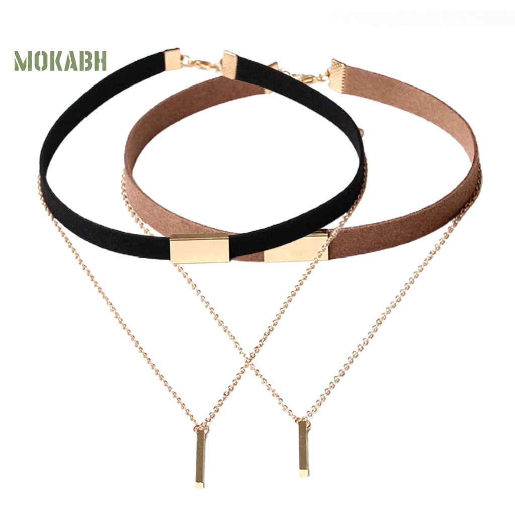 Vòng Cổ Choker Giả Da Lộn Nhiều Lớp Phong Cách Punk Cổ Điển Thời Trang Dự Tiệc Cho Nữ