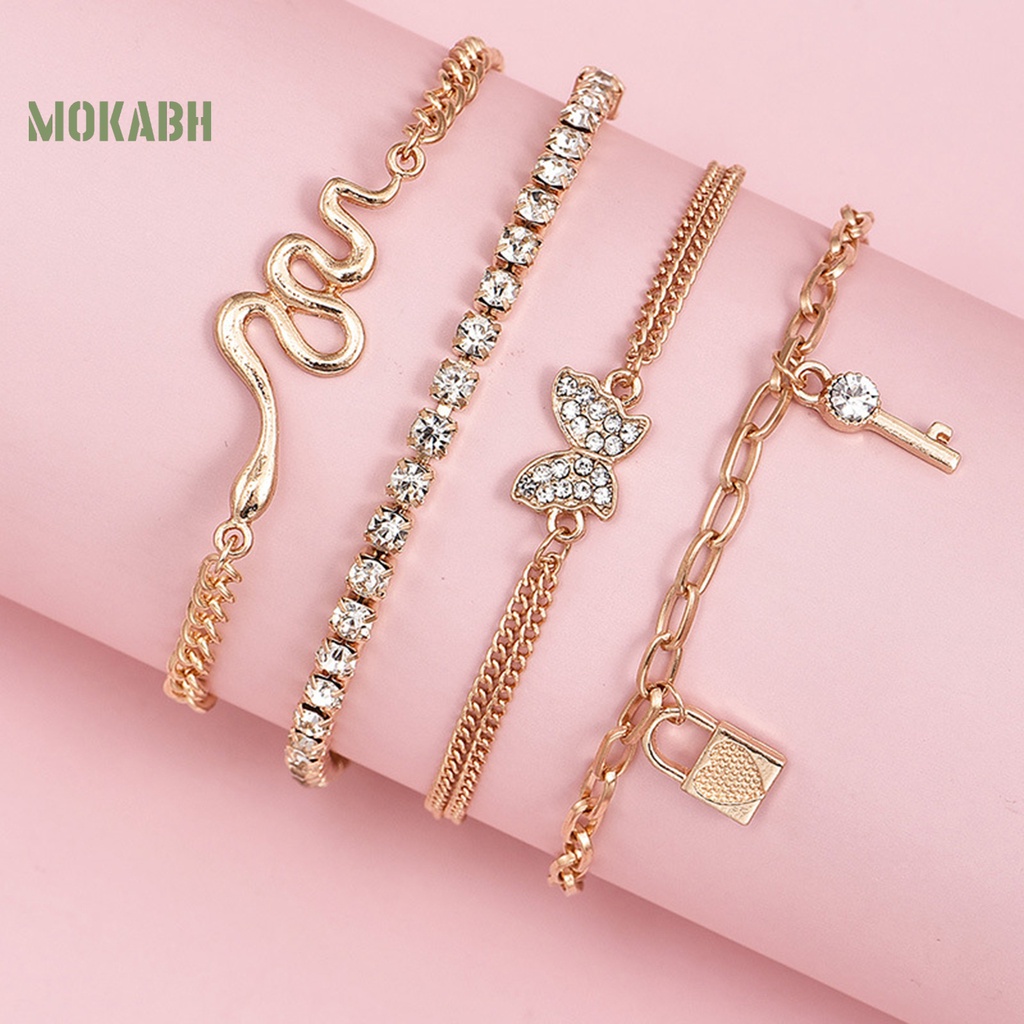 Set 4 Vòng Tay Nhiều Lớp Đính Đá Thời Trang Cho Nữ