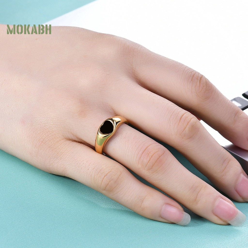 Nhẫn Hình Trái Tim Mạ Điện Sáng Bóng Chống Mài Mòn Dễ Lên Màu Cá Tính Thích Hợp Làm Quà Valentines Cho Nữ