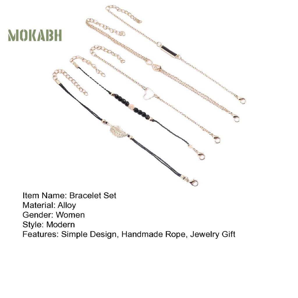 Set 5 Vòng Tay Nhiều Lớp Thời Trang Boho Cho Nữ