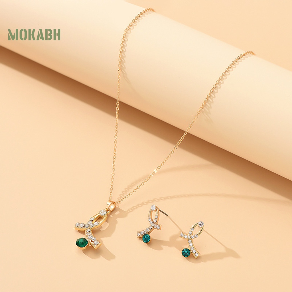 1 Bộ Vòng cổ + Bông Tai Hình Học Đính Đá Lấp Lánh Có Thể Điều Chỉnh Thời Trang Dành Cho Nữ