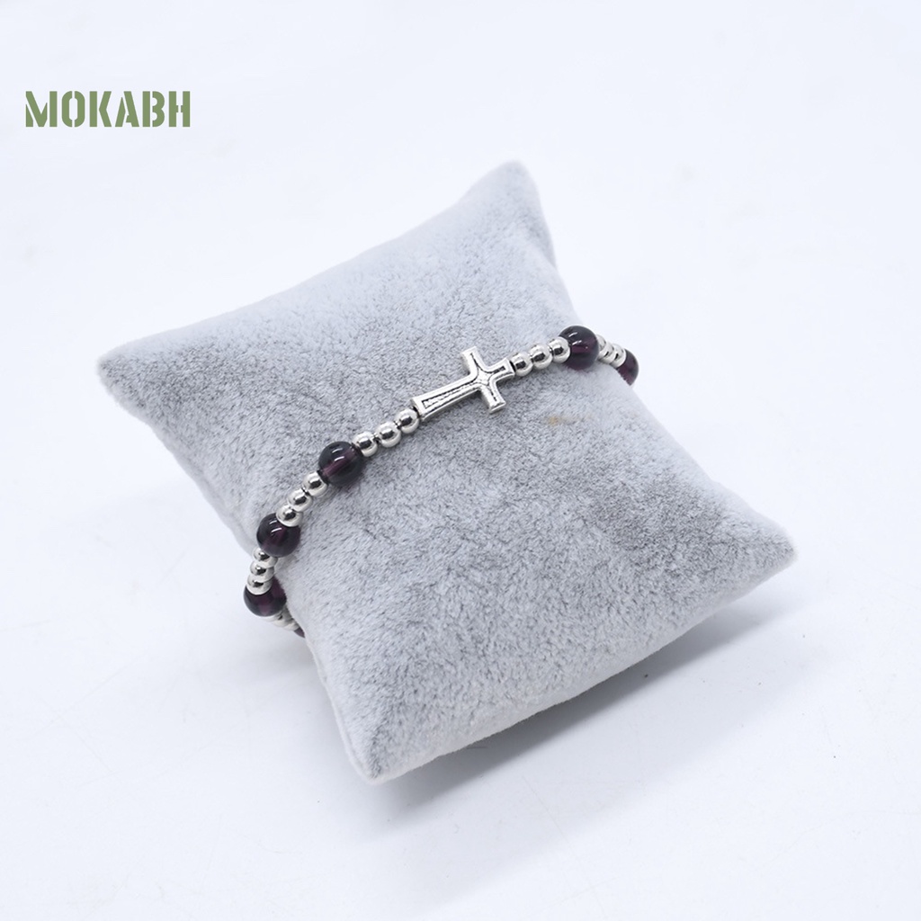 Vòng Tay Chuỗi Hạt Màu Tím / Bạc Co Giãn Thời Trang Cho Nữ