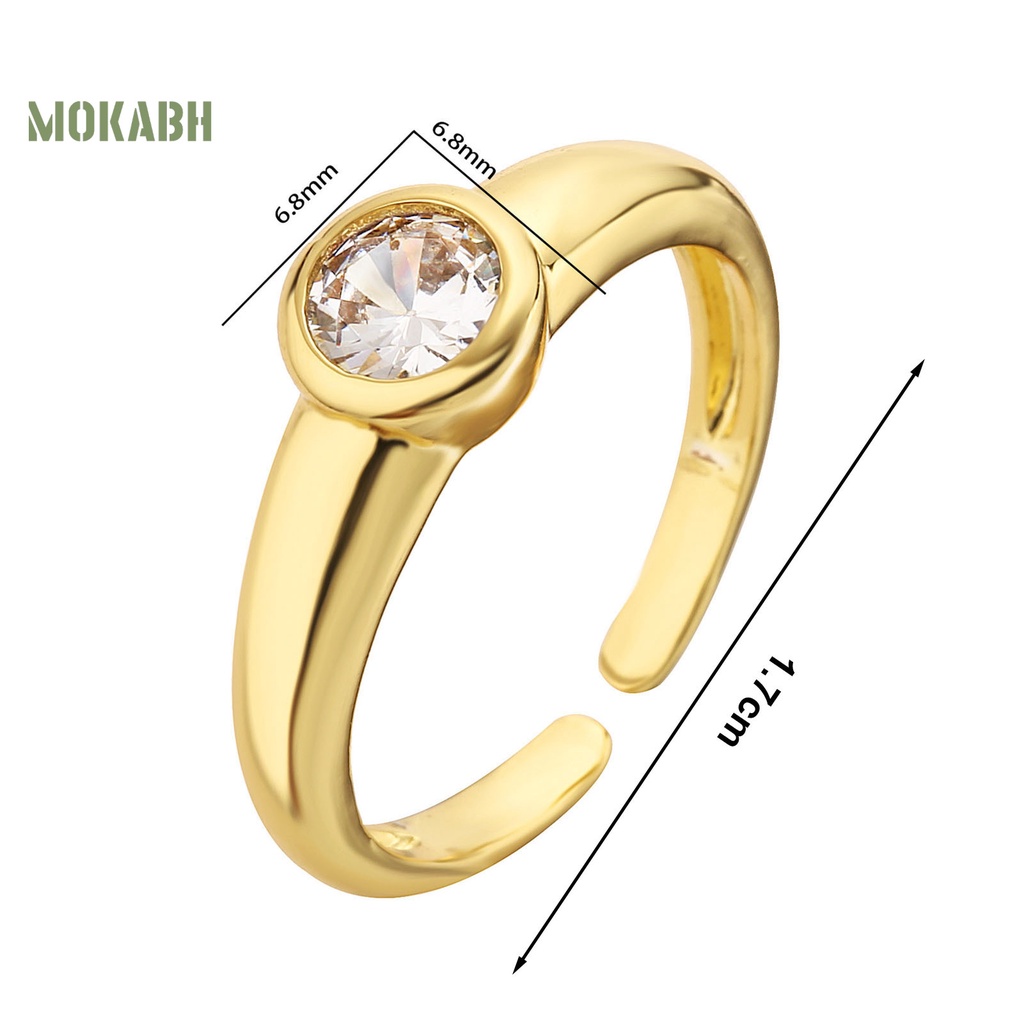 [Mới] Nhẫn Hở Mạ Điện Bóng Cao Đính Đá Zirconia Sáng Bóng Quyến Rũ Không Gây Dị Ứng Có Thể Điều Chỉnh Trang Sức Cho Nữ