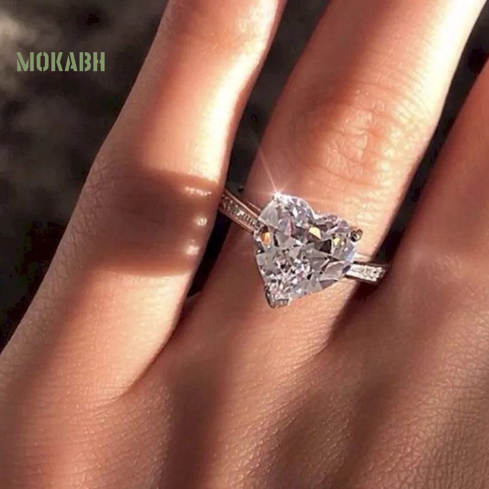 Nhẫn Đính Hôn Đính Đá Zircon Hình Trái Tim Thời Trang Cho Nữ