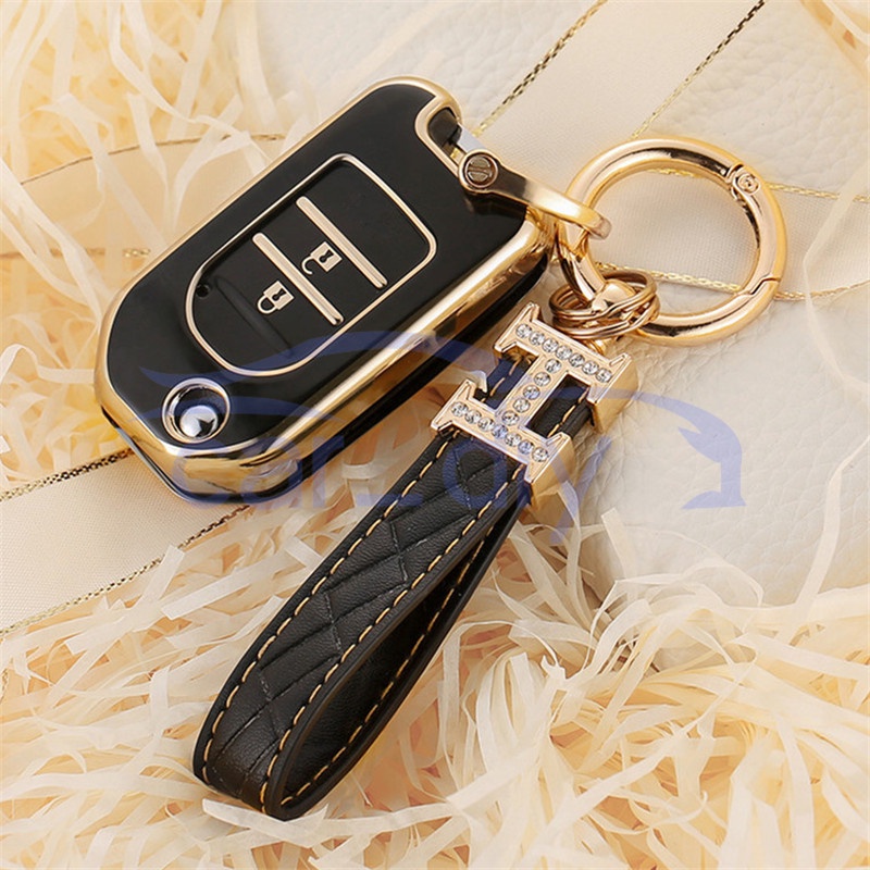 Vỏ Chìa Khóa Điều Khiển Từ Xa Bằng TPU Có Móc Khóa Cho Honda Crider Breeze Fit CRV XRV Vezel Civic Accord City Greiz