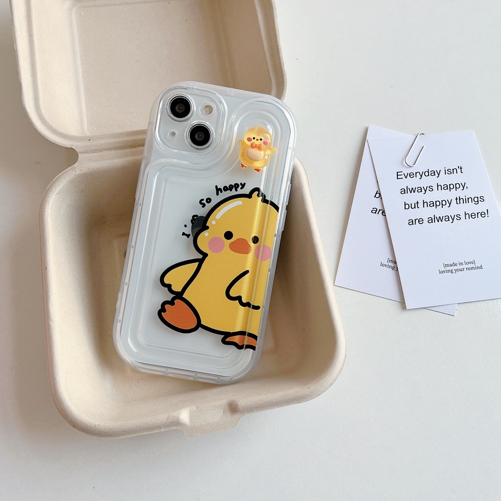 Ốp Điện Thoại TPU Dẻo Trong Suốt Họa Tiết Hoạt Hình Chú Vịt Vàng Dễ Thương Cho iPhone 14 Plus 13 12 11 Pro Max