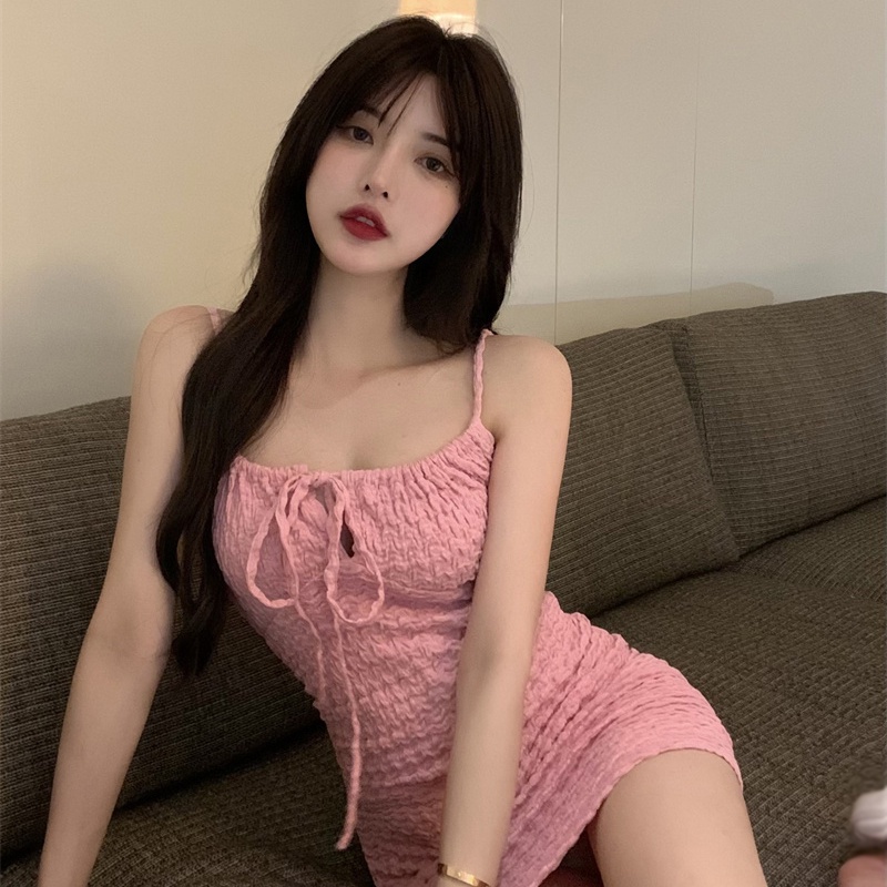 Đầm Ngắn Hai Dây Ôm Dáng Thanh Lịch Quyến Rũ Phong Cách Hàn Quốc