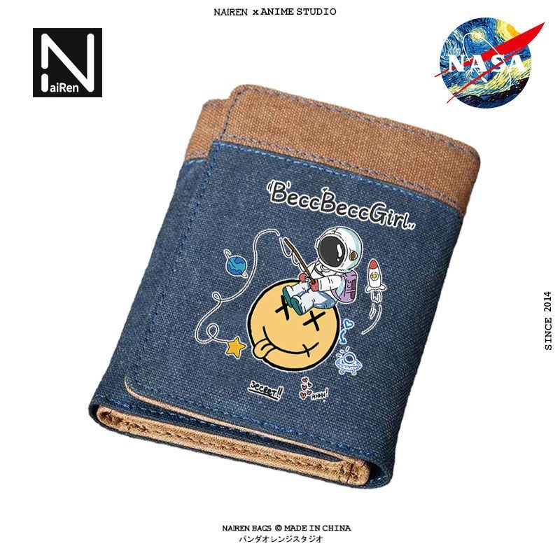 Ví Ngắn Gấp Gọn Đa Năng Họa Tiết Hoạt Hình Dễ Thương Cho Nam