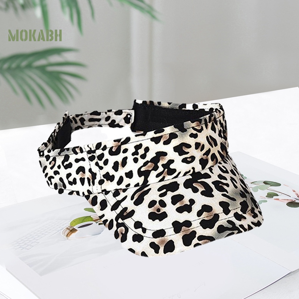 [Mok Abh] Mũ Lưỡi Trai Thể Thao Hở Chóp Có Dây Điều Chỉnh Được Họa Tiết Da Báo Thời Trang Cho Nữ