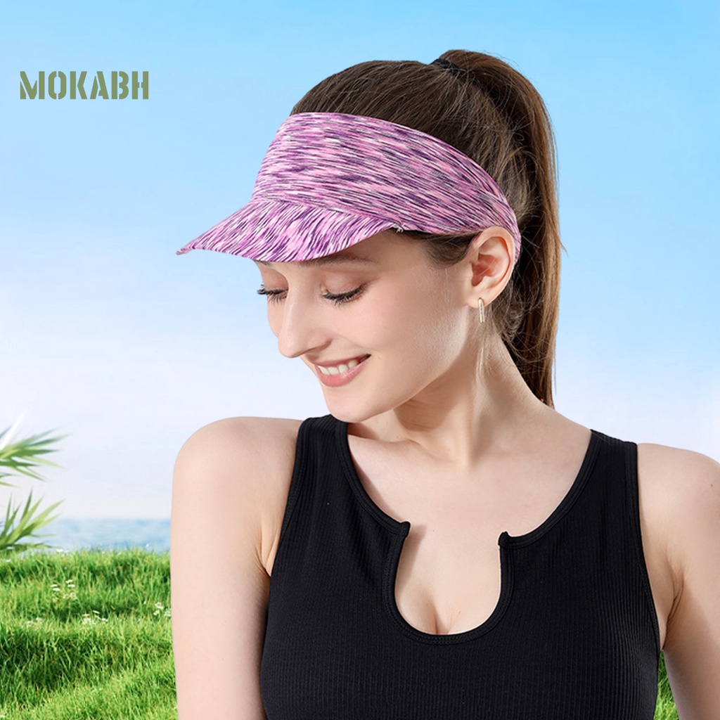 [Mok Abh] Mũ Lưỡi Trai Hở Chóp Họa Tiết Kẻ Sọc Nhiều Màu Sắc Kèm Băng Đô Co Giãn Có Thể Điều Chỉnh Thời Trang Unisex