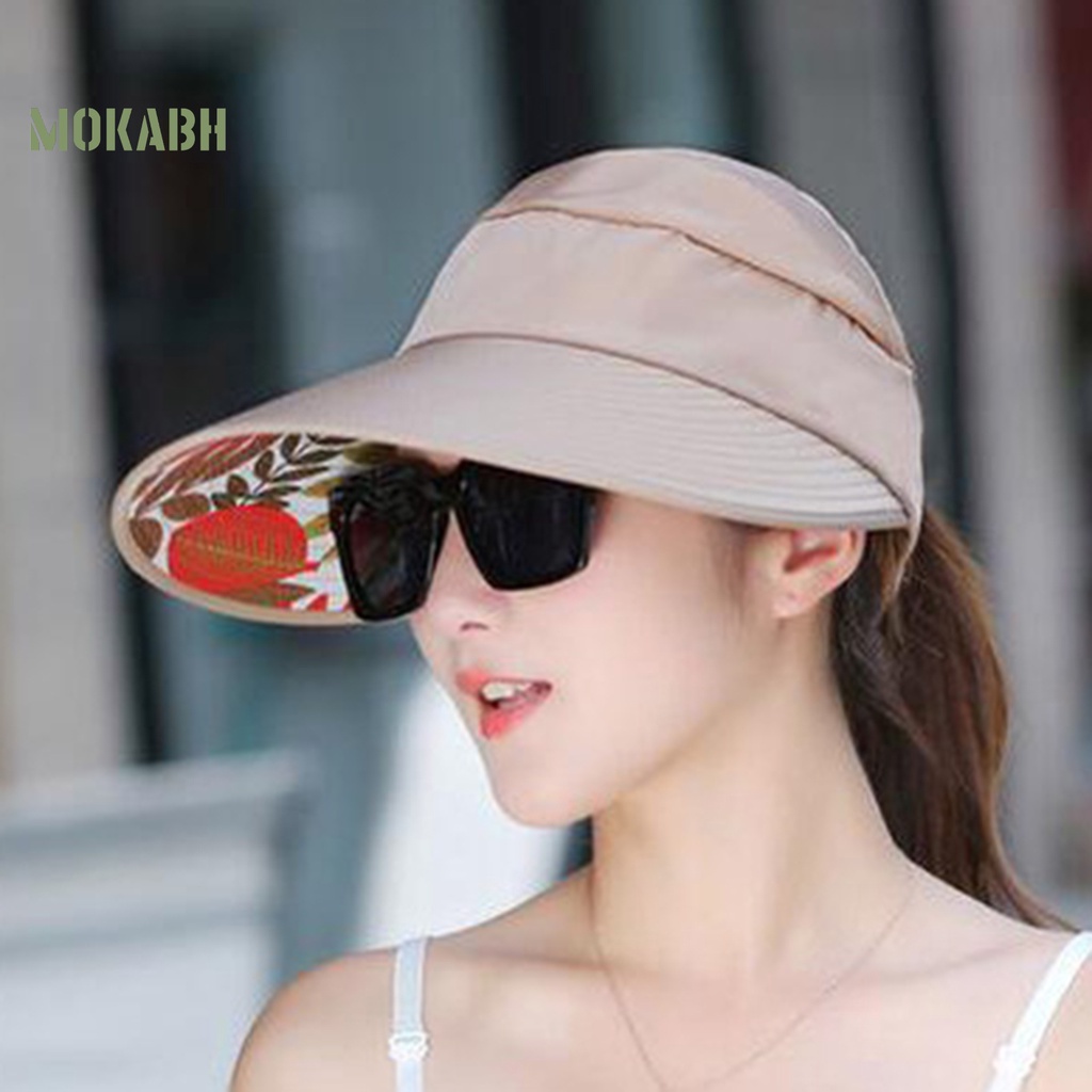 [Mok Abh] Mũ Lưỡi Trai Chống Nắng Trọng Lượng Nhẹ In Họa Tiết Lá Cây Dành Cho Nữ Chạy Bộ