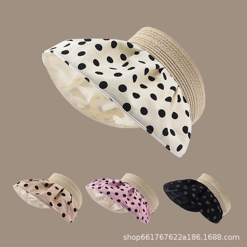 Mũ Rộng Vành Chống Nắng Họa Tiết Chấm Bi Thời Trang Đi Biển Mùa Hè