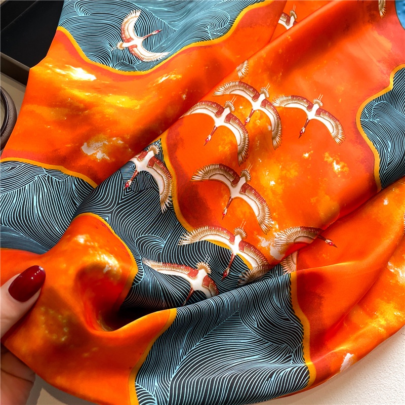 Khăn Quàng Cổ Hình Vuông Cỡ Lớn 110cm Chất Liệu Satin Thời Trang Mùa Hè Dễ Phối Đồ