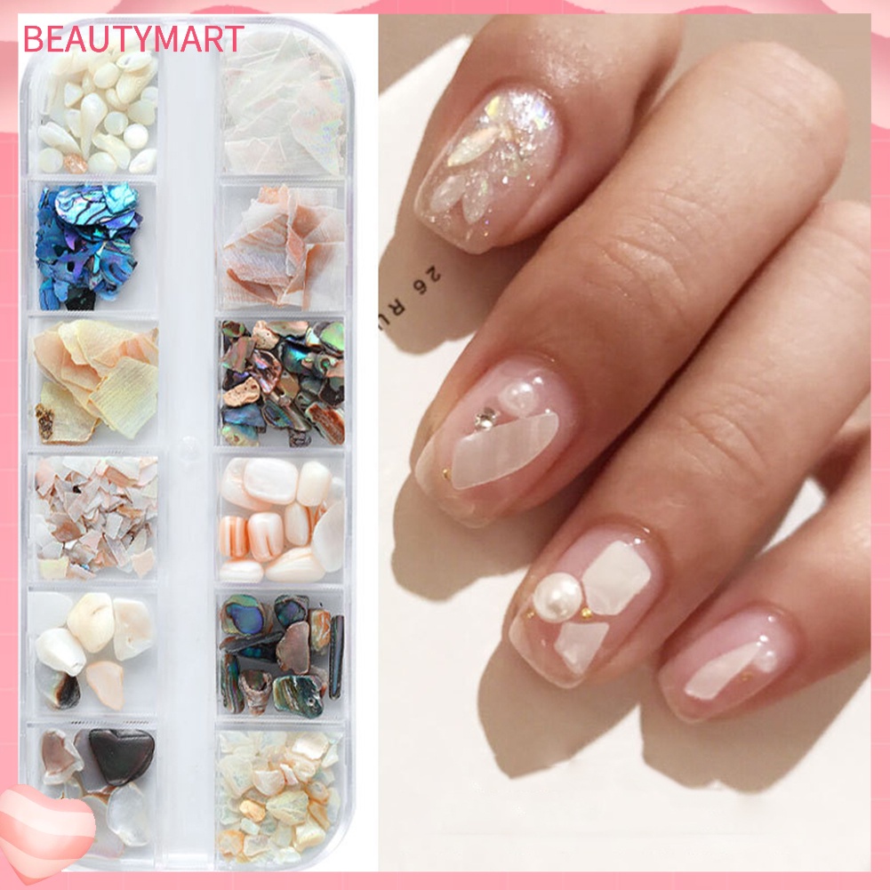 [beautymart] Bộ Phụ Kiện Trang Trí Móng Tay Nghệ Thuật 3D Kiểu Vỏ Sò Không Đều 12 Phong Cách