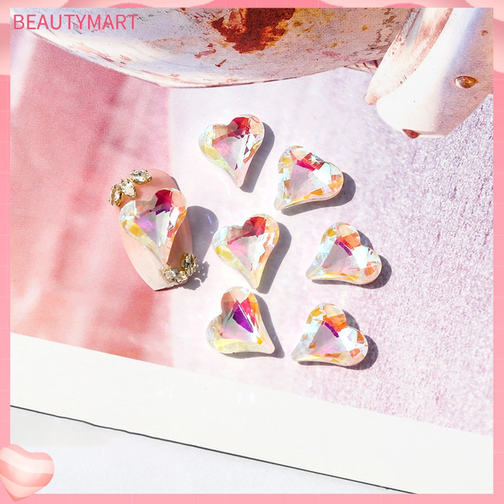 Bộ 10 Hạt Đá Hình Trái Tim Trang Trí Móng Tay DIY