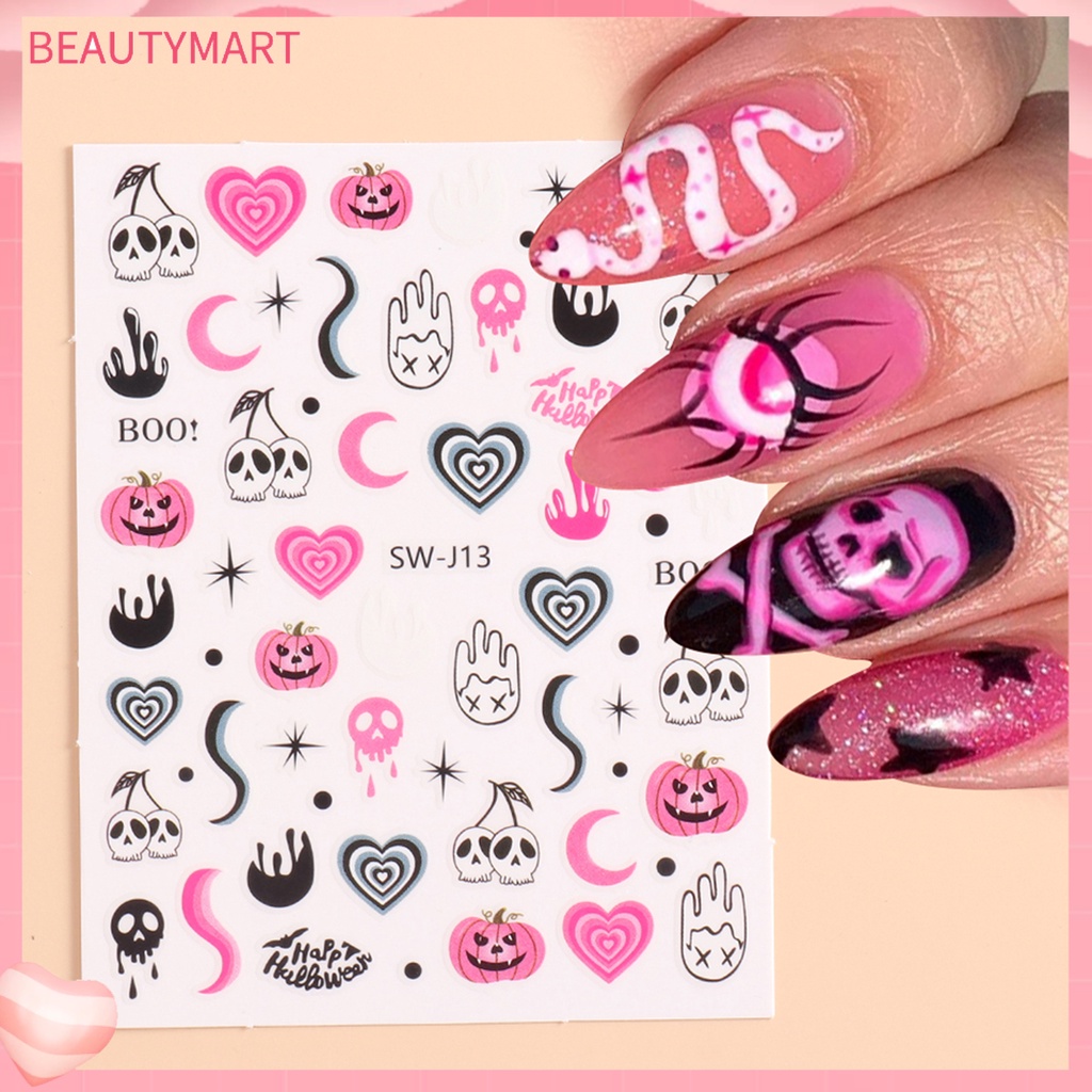 [beautymart] Đề Can Dán Móng Tay Tự Dính Chống Thấm Nước Siêu Mỏng Dễ Sử Dụng Phong Cách Halloween Thú Cưng