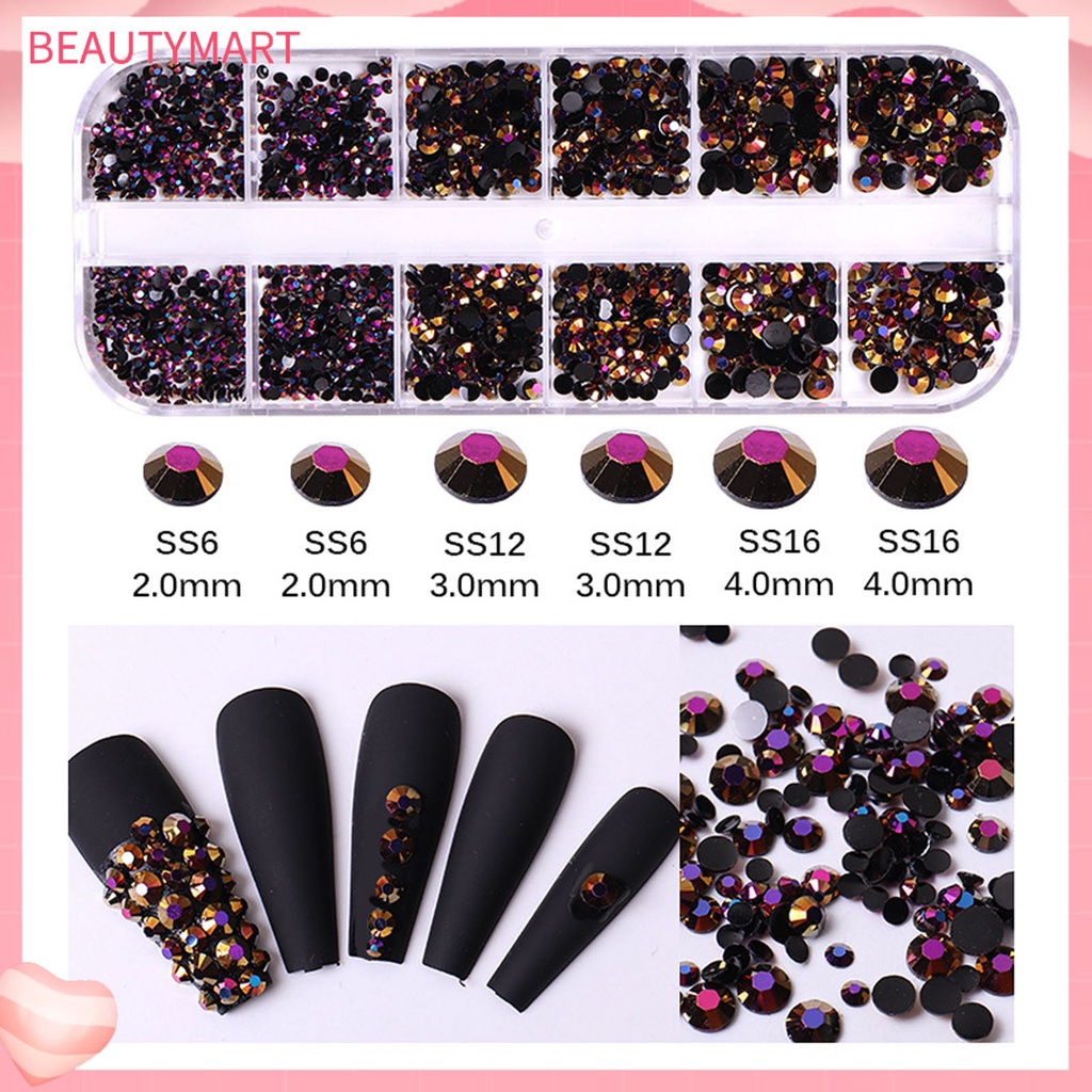 1 Hộp Phụ Kiện Trang Trí Móng Tay Nghệ Thuật Tạo Hiệu Ứng 3D Nhiều Kích Cỡ Lấp Lánh DIY