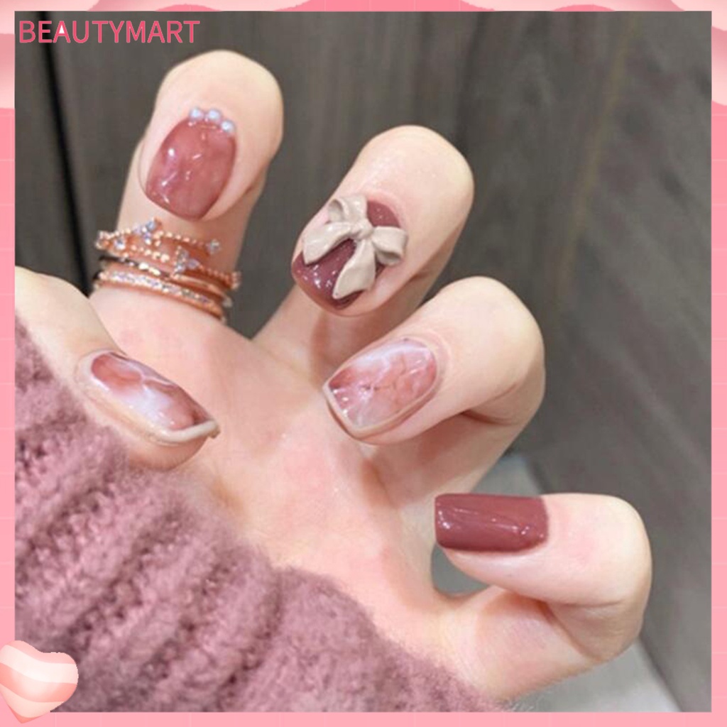 1 Bộ Móng Tay Giả Siêu Mỏng Không Phai Màu Trang Trí Hiệu Ứng Dạng Nhấn Bằng Nhựa Sáng Bóng