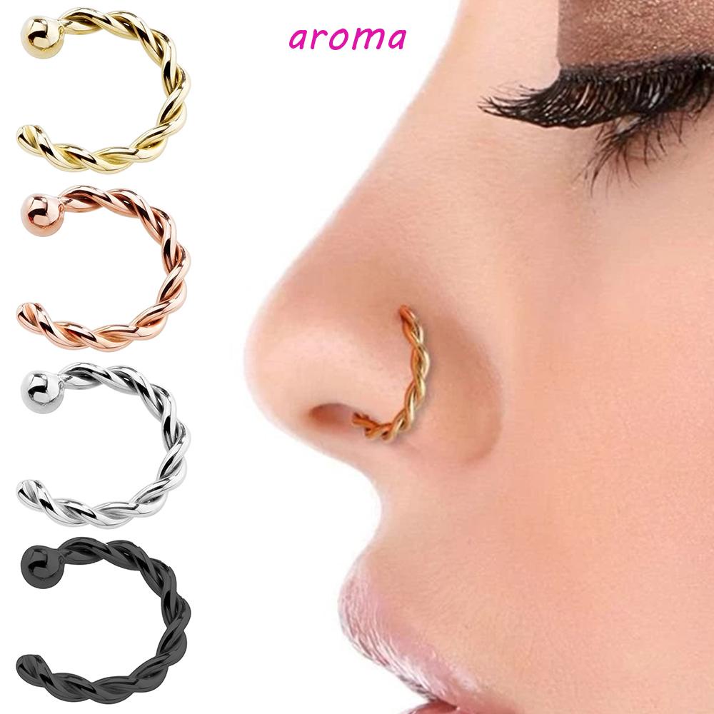 1 Khuyên Xỏ Mũi Giả Bằng Đồng Titan Thời Trang Mới Cho Nam Nữ