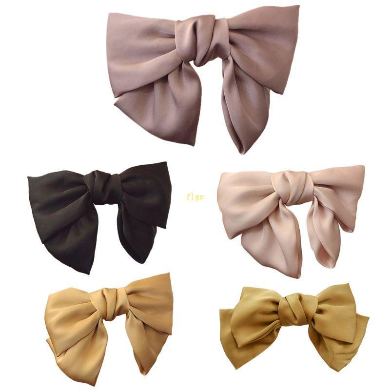 Kẹp Tóc Nơ Hai Lớp Bằng Vải Satin Phong Cách Vintage Hàn Quốc