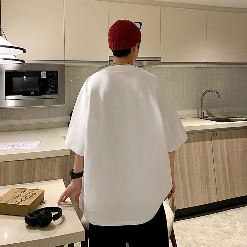 Áo Thun Tay Ngắn Cổ Tròn Bằng Lụa Lạnh Mỏng Dáng Rộng Thời Trang Mùa Hè Hàng Mới Dành Cho Bạn Nam