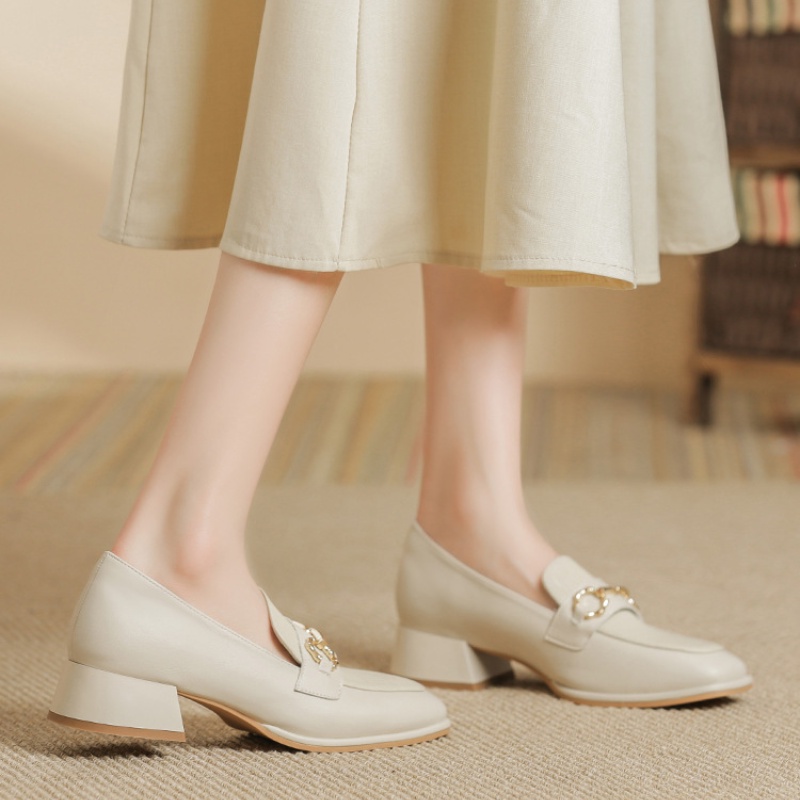 Giày Cao Gót Da Đế Dày Phong Cách Hàn Quốc Cho Nữ