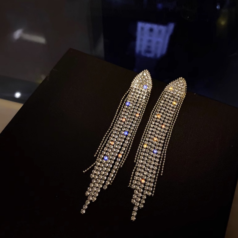 Bông Tai Mạ Bạc 925 Dáng Dài Đính Đá Pha Lê Sang Trọng Cho Nữ