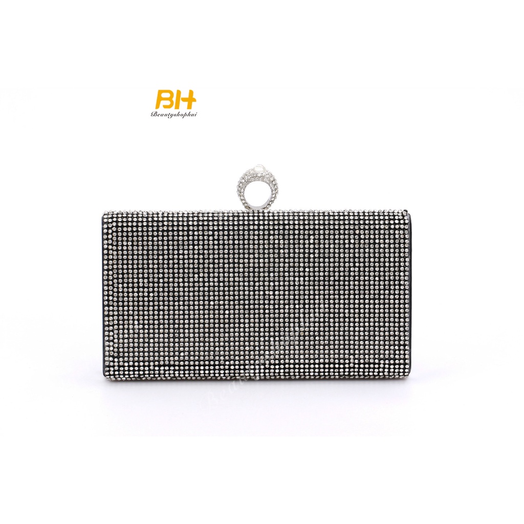 Ví Cầm Tay Đính Đá Hình Vuông Thiết Kế Mới Cao Cấp Thời Trang Dành Cho Nữ