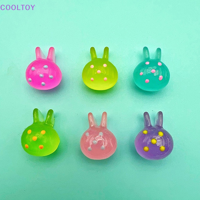 Cooltoy Set 5 Phụ Kiện Trang Trí Điện Thoại Hình Đầu Thỏ Dạ Quang Nhiều Màu Sắc DIY