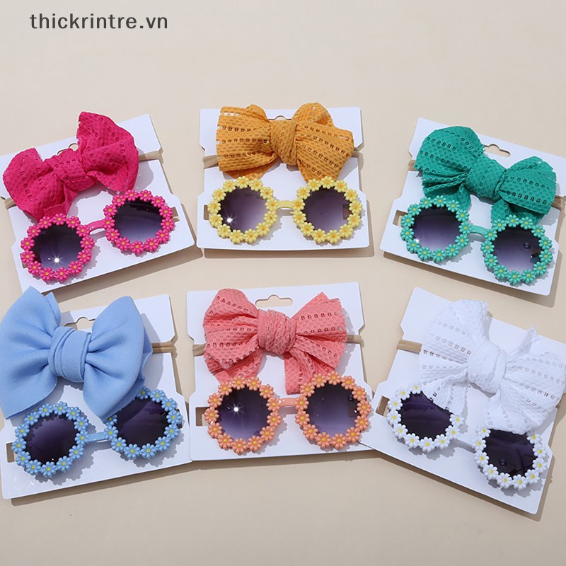 Kính Mát Gọng Tròn Họa Tiết Hoa Phong Cách Bohemia Cho Bé