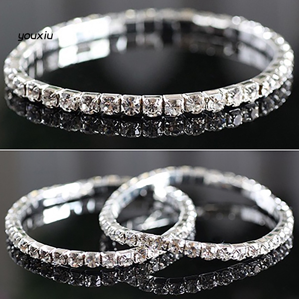 Vòng tay mạ bạc đính đá pha lê nhân tạo sang trọng cá tính dành cho nữ