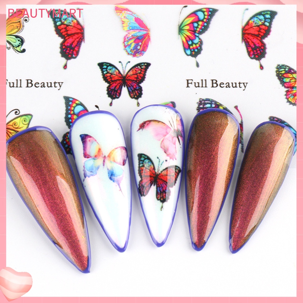 Túi 10 Miếng Dán Móng Tay Họa Tiết Bướm Nhiều Màu DIY