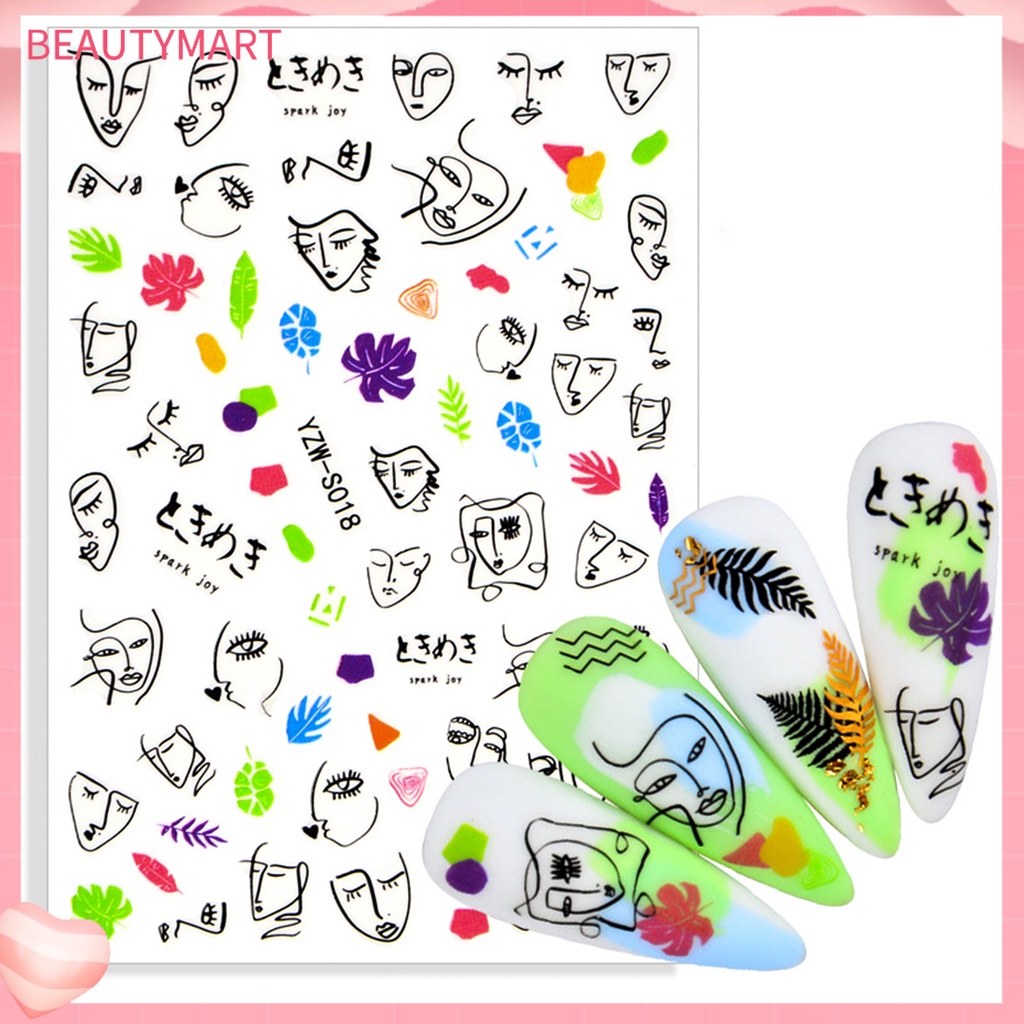 Miếng Dán Trang Trí Móng Tay Nghệ Thuật Họa Tiết Hình Học Độc Đáo