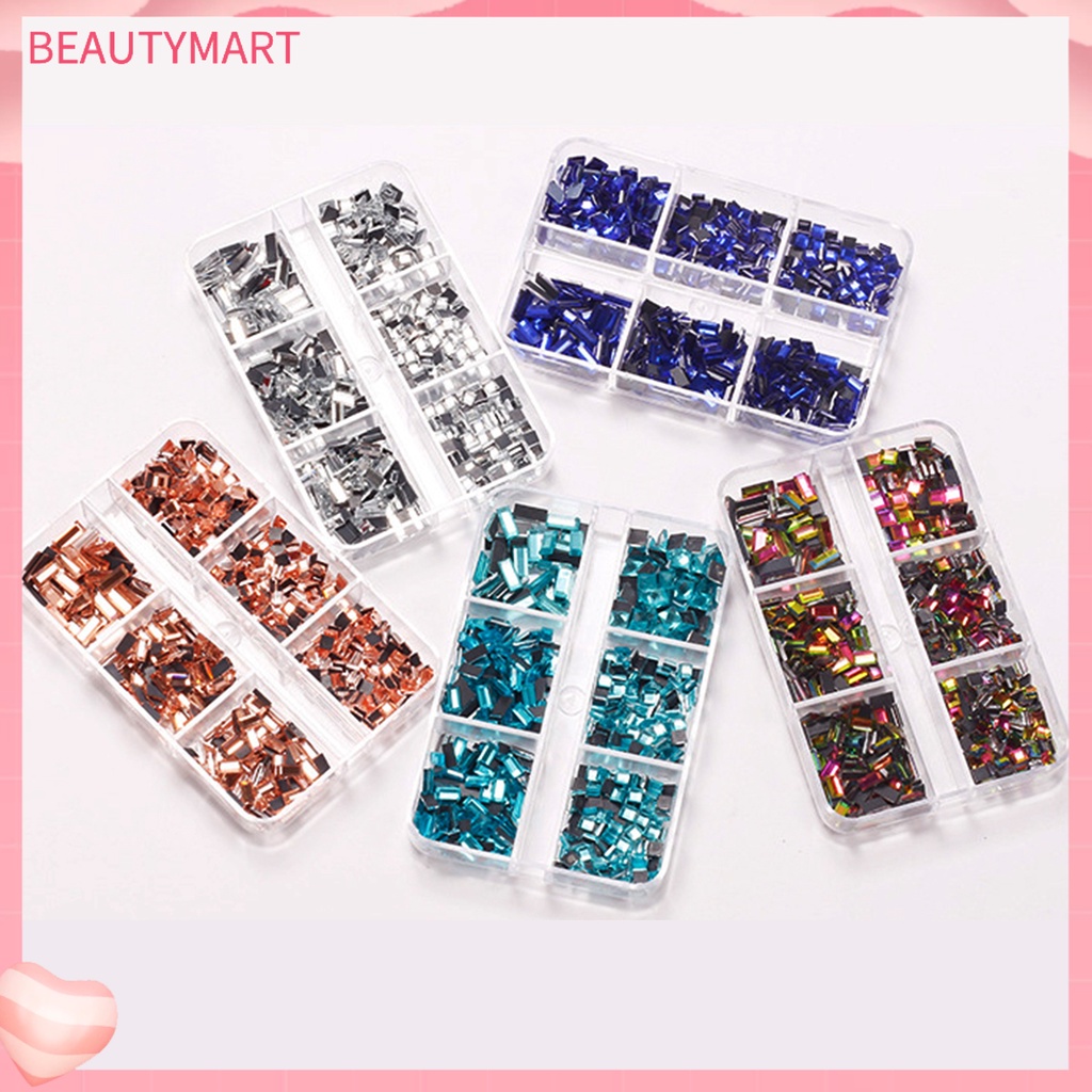 Hộp 1 Hộp 6 Ngăn Đáy Phẳng 3D Trang Trí Móng Tay Nghệ Thuật DIY Cho Nữ