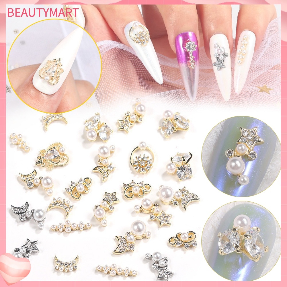 Set 2 Phụ Kiện Trang Trí Móng Tay Đính Đá Zircon Sang Trọng