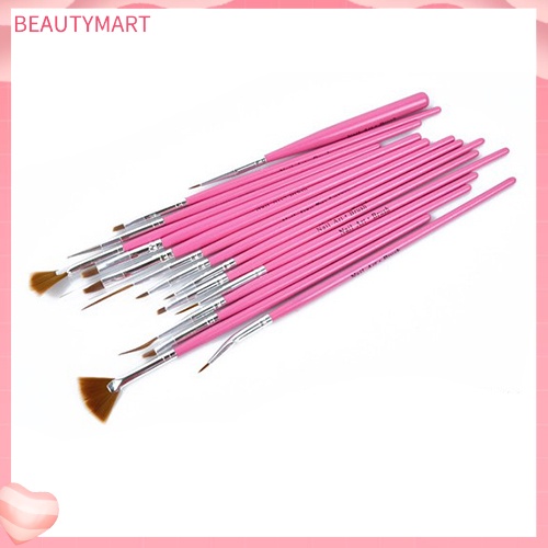 Bộ 15 Cọ Vẽ Móng Tay Nghệ Thuật Màu Hồng Họa Tiết Chấm Bi