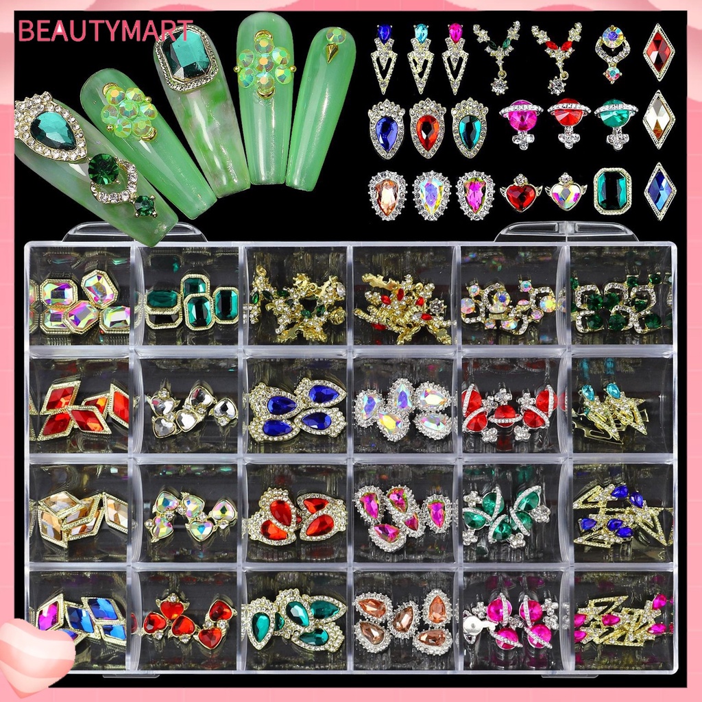 1 Hộp Đá Pha Lê Hình Trái Tim Nhiều Màu Đa Năng Trang Trí Móng Tay Nghệ Thuật Thời Trang DIY