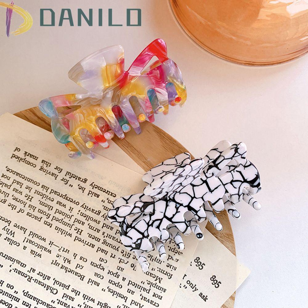 Kẹp Tóc Hình Cá Mập Bằng Acrylic Màu Cầu Vồng Dễ Thương Cho Nữ