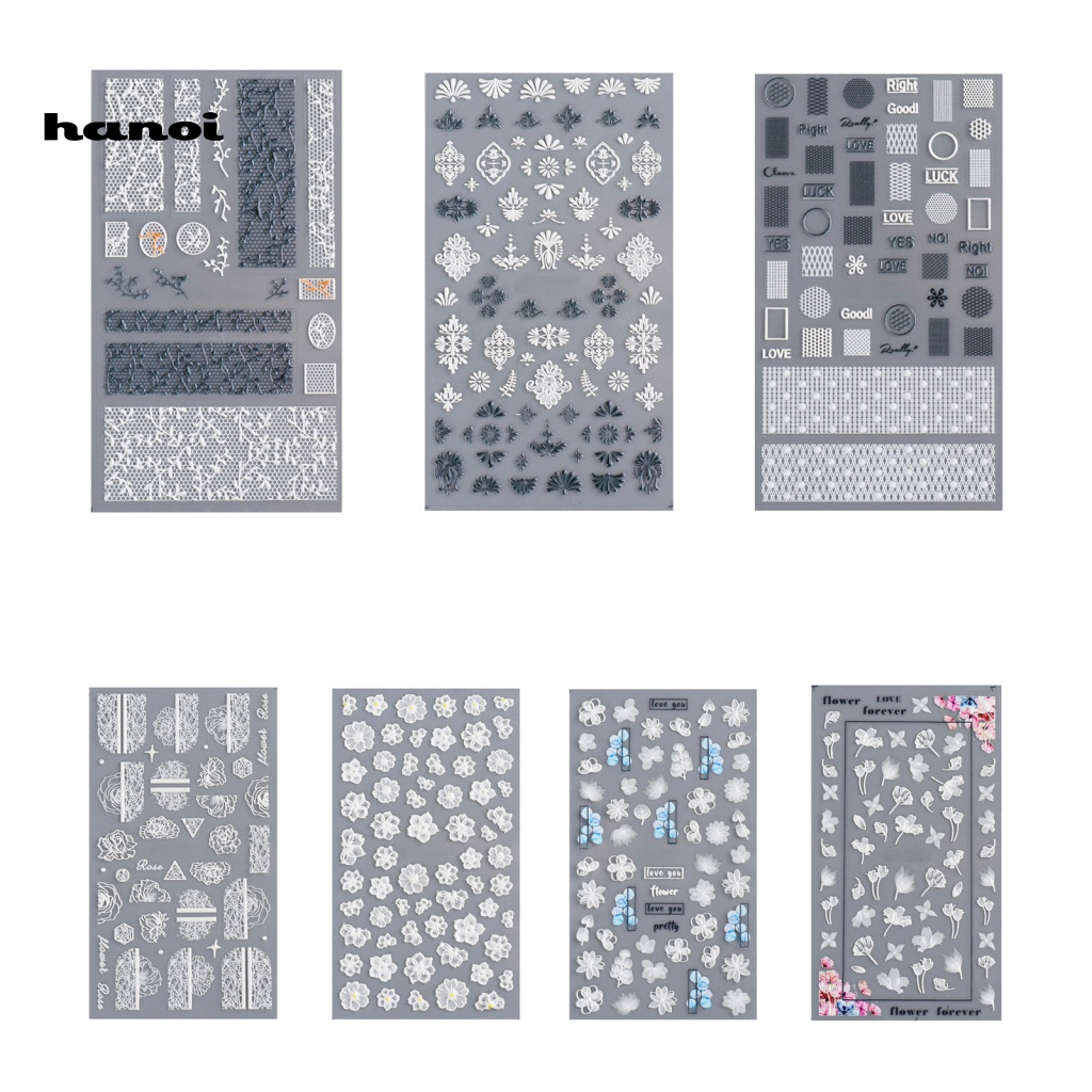 Miếng Dán Trang Trí Móng Tay Tự Nhiên Dập Nổi Họa Tiết Ren Hoa Lưng Siêu Mỏng Dành Cho Nữ