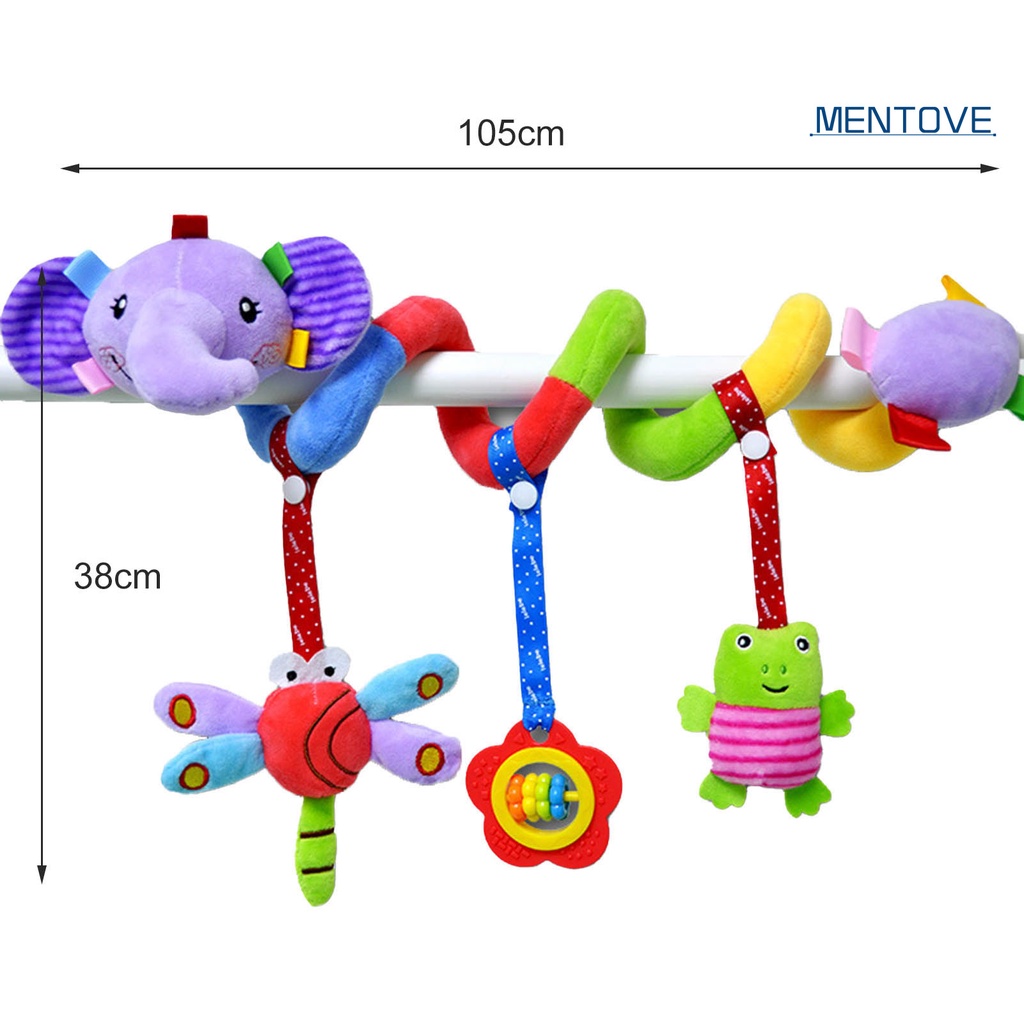 Đồ Chơi Lục Lạc Hình Động Vật Mềm Mại Treo Xe Đẩy Em Bé