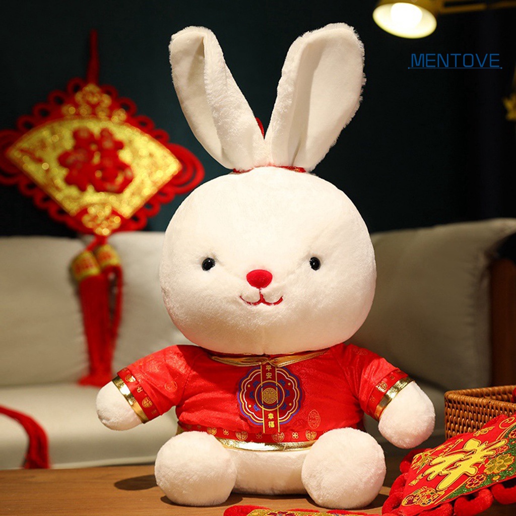 Thỏ Nhồi Bông May Mắn Phong Cách Trung Hoa Dễ Thương Cho Năm Mới 2023