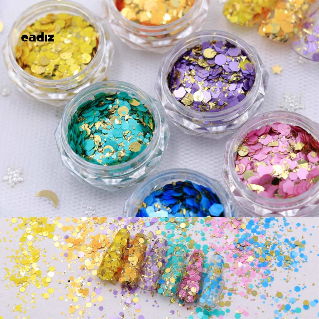 Set 6 Hộp Bột Kim Tuyến Mạ Vàng Lấp Lánh Trang Trí Móng Tay Cho Nữ