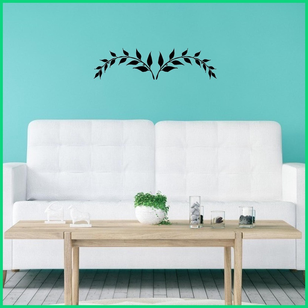 Set 2 Phụ Kiện Treo Tường Trang Trí Hình Lá Cây Màu Đen Bằng Sắt