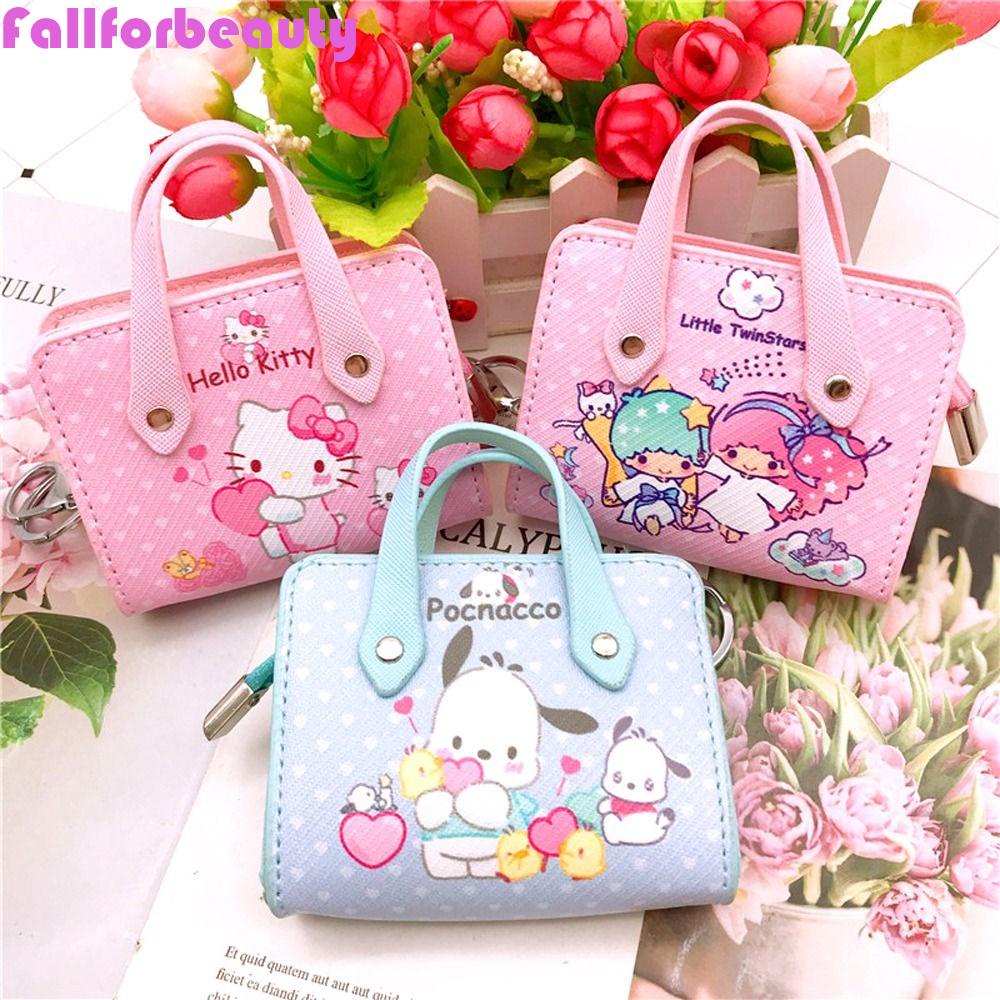 Fallforbeauty Túi Đựng Mỹ Phẩm / Tiền Xu / Son Môi Bằng Da PU Có Khóa Kéo Hình Mèo Kitty / Cún Cưng Đáng Yêu